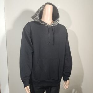 Boss Black Hoodie with Patterned Hood